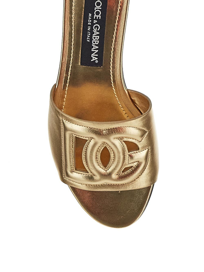 Shop Dolce & Gabbana Dg Logo Flat Slides In Gold