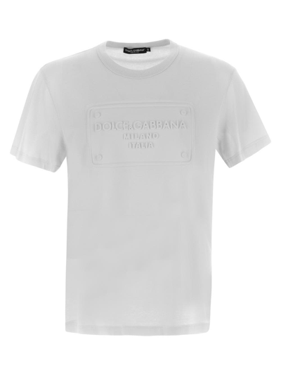 Shop Dolce & Gabbana Cotton T-shirt With Embossed Logo In White