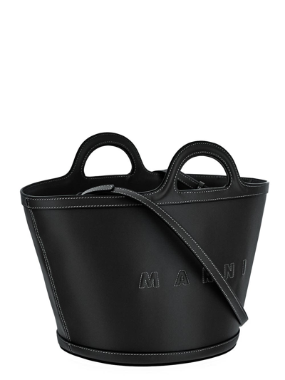 Shop Marni Logo Bucket Bag In Black