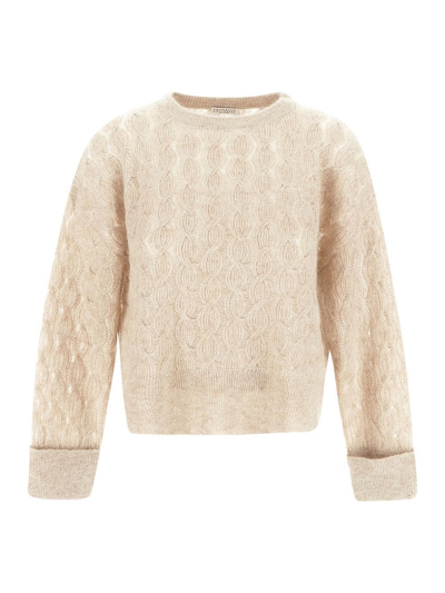 Shop Brunello Cucinelli Cable Knit Sweater In Beige