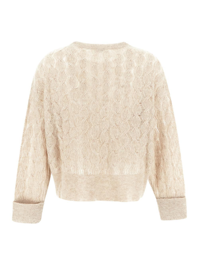 Shop Brunello Cucinelli Cable Knit Sweater In Beige