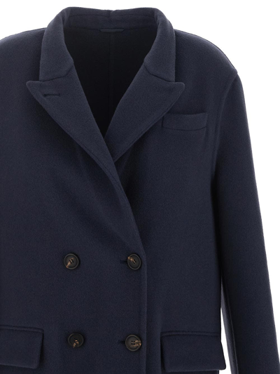 Shop Brunello Cucinelli Double-breasted Coat In Blue