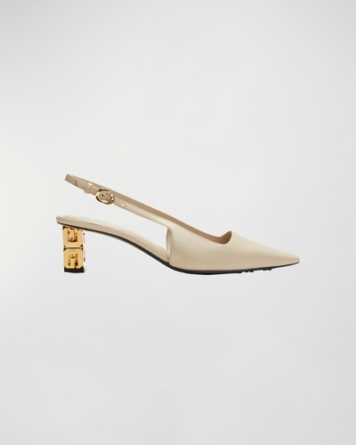 Shop Givenchy G Cube Slingback Pumps In Natural Beige