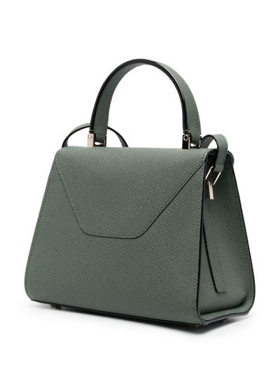 Shop Valextra Iside Leather Tote Bag In Green