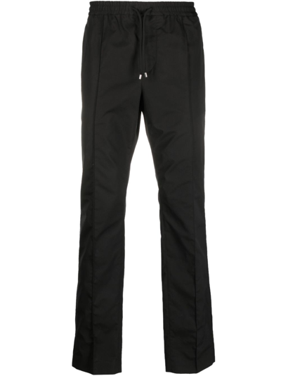 Shop Valentino Straight-leg Drawstring Cotton Trousers In Black