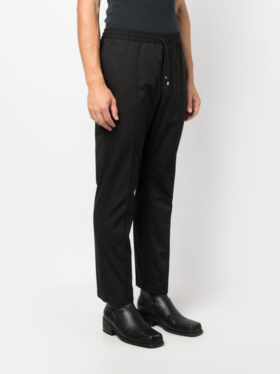 Shop Valentino Straight-leg Drawstring Cotton Trousers In Black