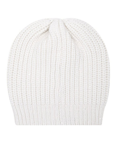 Shop Brunello Cucinelli Ribbed Knitted Beanie In White