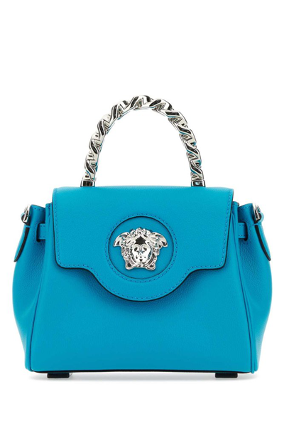 Shop Versace Medusa Plaque Small Handbag In Blue