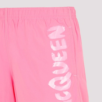 Shop Alexander Mcqueen Swim Shorts Swimwear In Pink &amp; Purple