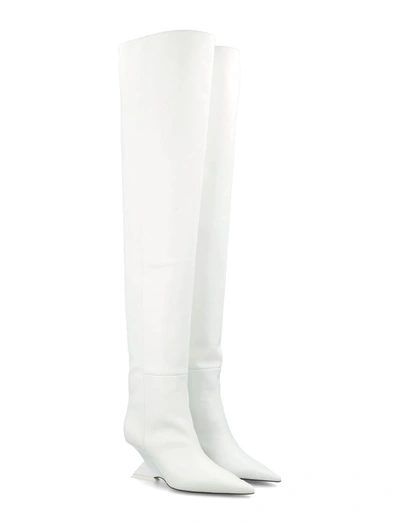 Shop Attico The  Cheope Overknee Boot 60 White Leather