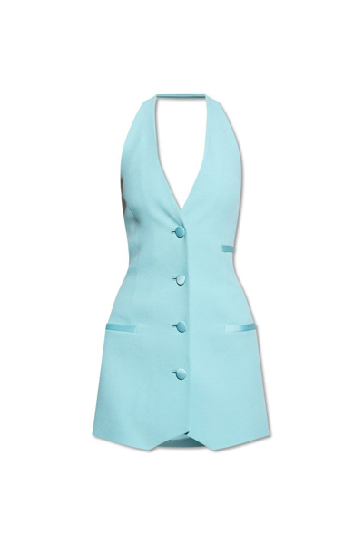 Shop Versace X Dua Lipa Vest Mini Dress In Blue