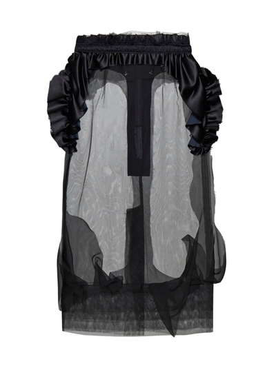Shop Maison Margiela Chiffon Sheer Ruffled Detail Skirt In Black