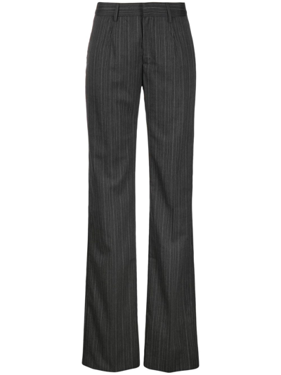 Shop Alessandra Rich Pinstriped Tailored Trousers In Grey