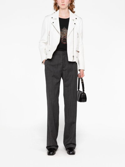 Shop Alessandra Rich Pinstriped Tailored Trousers In Grey