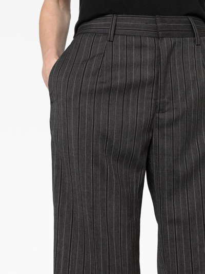 Alessandra Rich Pinstriped High-rise Straight Pants In Grey