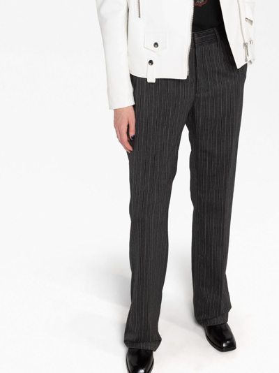 Alessandra Rich Pinstriped High-rise Straight Pants In Grey