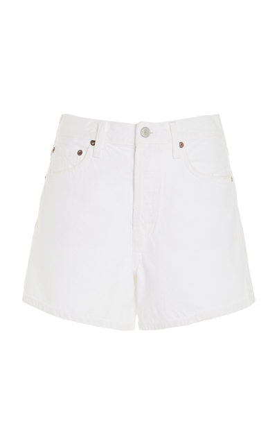 Shop Agolde Parker Long Denim Shorts In White