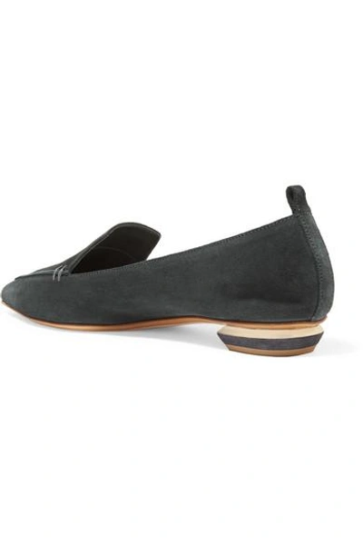 Shop Nicholas Kirkwood Beya Suede Point-toe Flats In Dark Gray