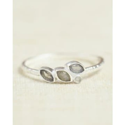 Shop Muja Juma Ring Silver Nori Labradorite White Moonstone Size 54 In Metallic