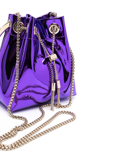 Jimmy Choo Bon Bon Patent-leather Bucket Bag In Purple