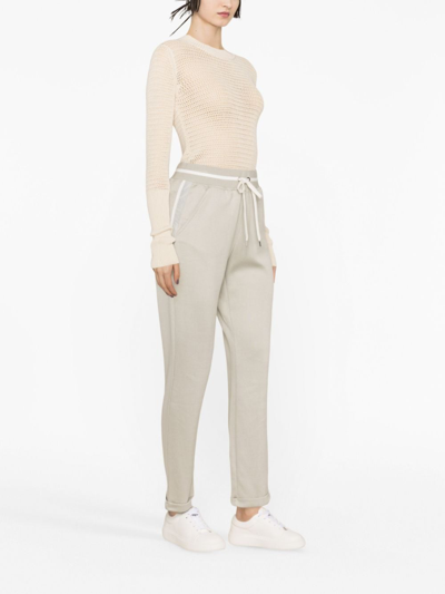 Shop Eleventy Drawstring Cotton Track Trousers In Green