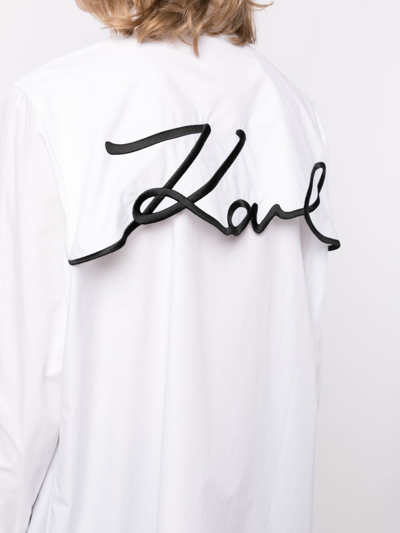 Shop Karl Lagerfeld Logo-print Cotton Shirt In White