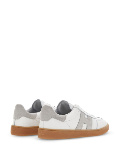 Shop Hogan Cool Panelled Leather Sneakers In White
