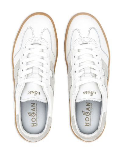 Shop Hogan Cool Panelled Leather Sneakers In White