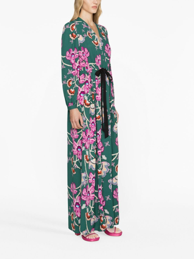 Shop Diane Von Furstenberg Floral-print Belted Maxi Dress In Green