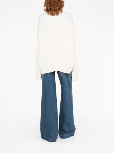 Peter Do Ribbed-knit Side-slit Jumper In Neutrals