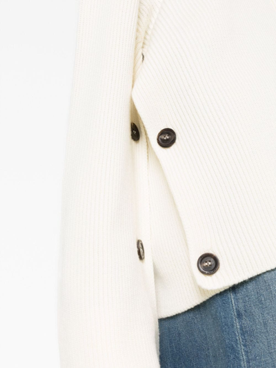 Peter Do Ribbed-knit Side-slit Jumper In Neutrals