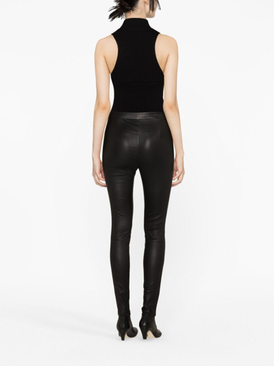 Shop Theory High-waisted Leather Leggings In Black