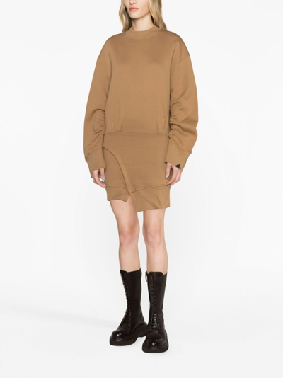 Shop Attico Ivory Cotton Sweatshirt Dress In Brown