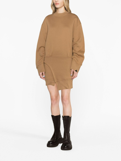 Attico Ivory Cotton Sweatshirt Dress In Brown