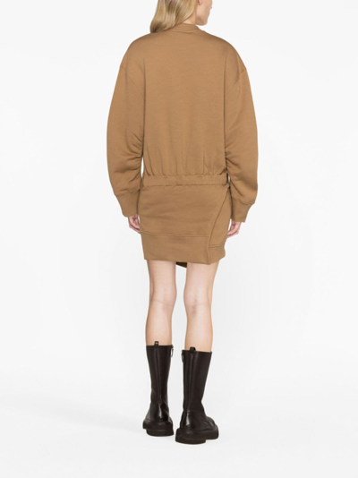 Attico Ivory Cotton Sweatshirt Dress In Brown