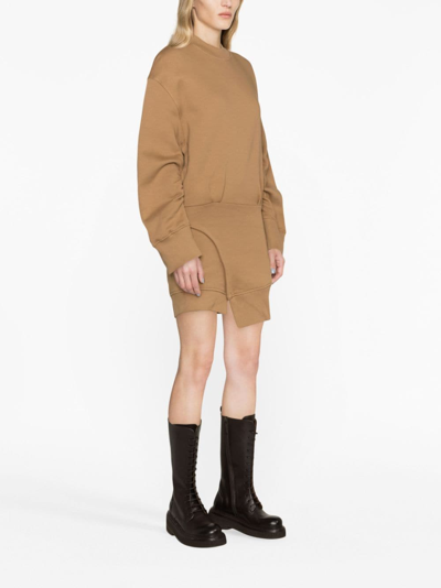 Shop Attico Ivory Cotton Sweatshirt Dress In Brown