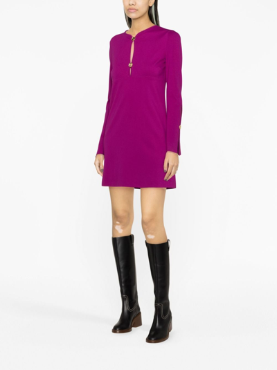 Shop Pinko Slit-sleeve Minidress In Purple