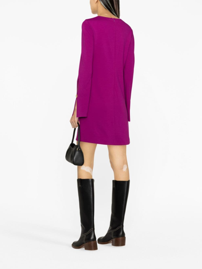 Shop Pinko Slit-sleeve Minidress In Purple