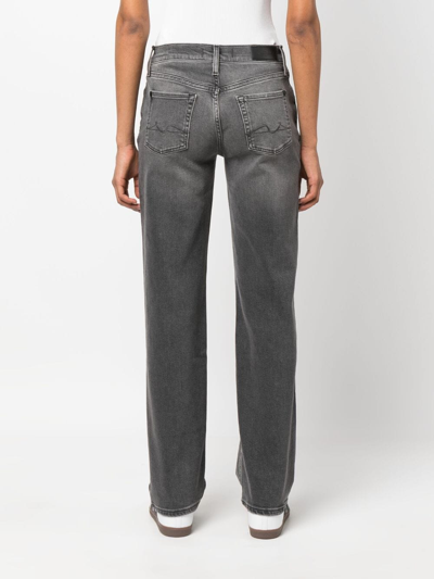 Shop 7 For All Mankind Mid-rise Straight-leg Jeans In Black