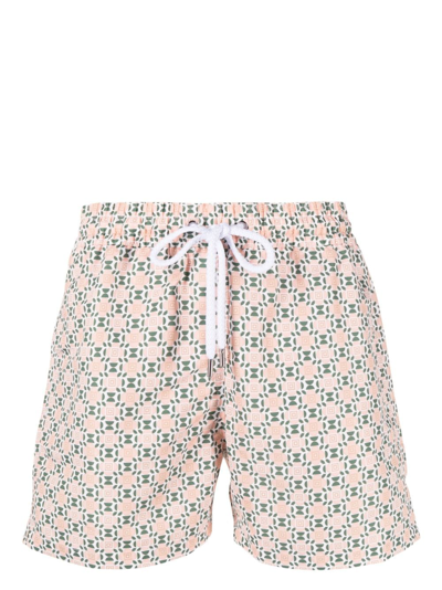 Shop Frescobol Carioca Geometric-print Swim Shorts In Orange