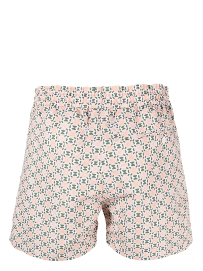 Shop Frescobol Carioca Geometric-print Swim Shorts In Orange