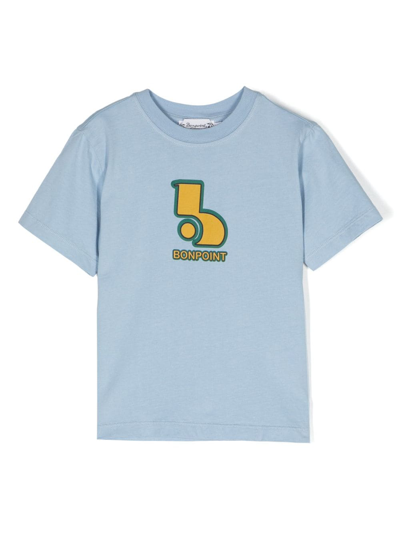 Shop Bonpoint Logo-print Cotton T-shirt In Blue
