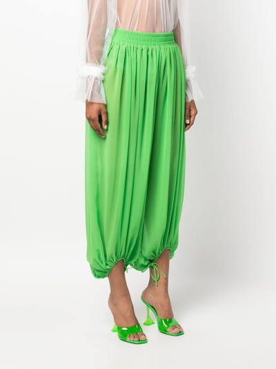 Shop Styland Pleated Cropped Balloon Trousers In Green