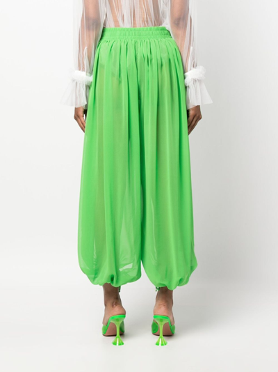 Shop Styland Pleated Cropped Balloon Trousers In Green