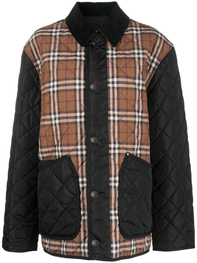 Shop Burberry Vintage-check Print Shirt Jacket In Black