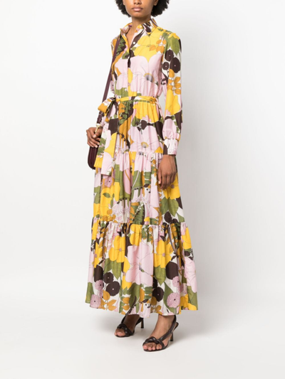 La Doublej Casanova Floral Cotton-silk Midi Dress In Multi