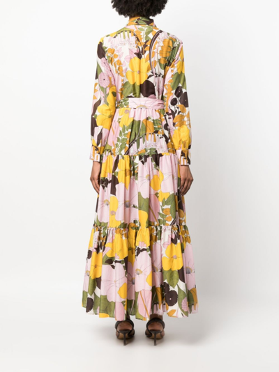 La Doublej Casanova Floral Cotton-silk Midi Dress In Multi