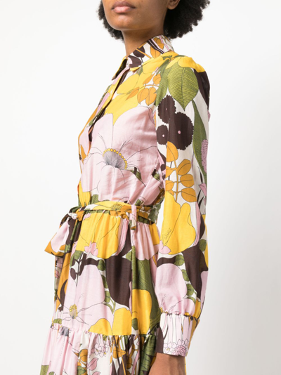 Shop La Doublej Bellini Floral-print Shirtdress In Pink