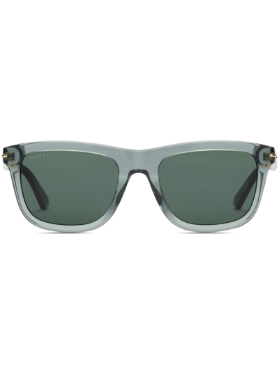 Shop Gucci Transparent Rectangular-frame Sunglasses In Green