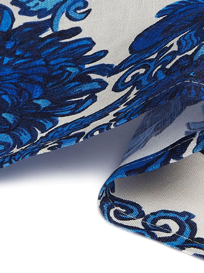 La Doublej Anemone-print Linen Napkin (pack Of Two) In Blue